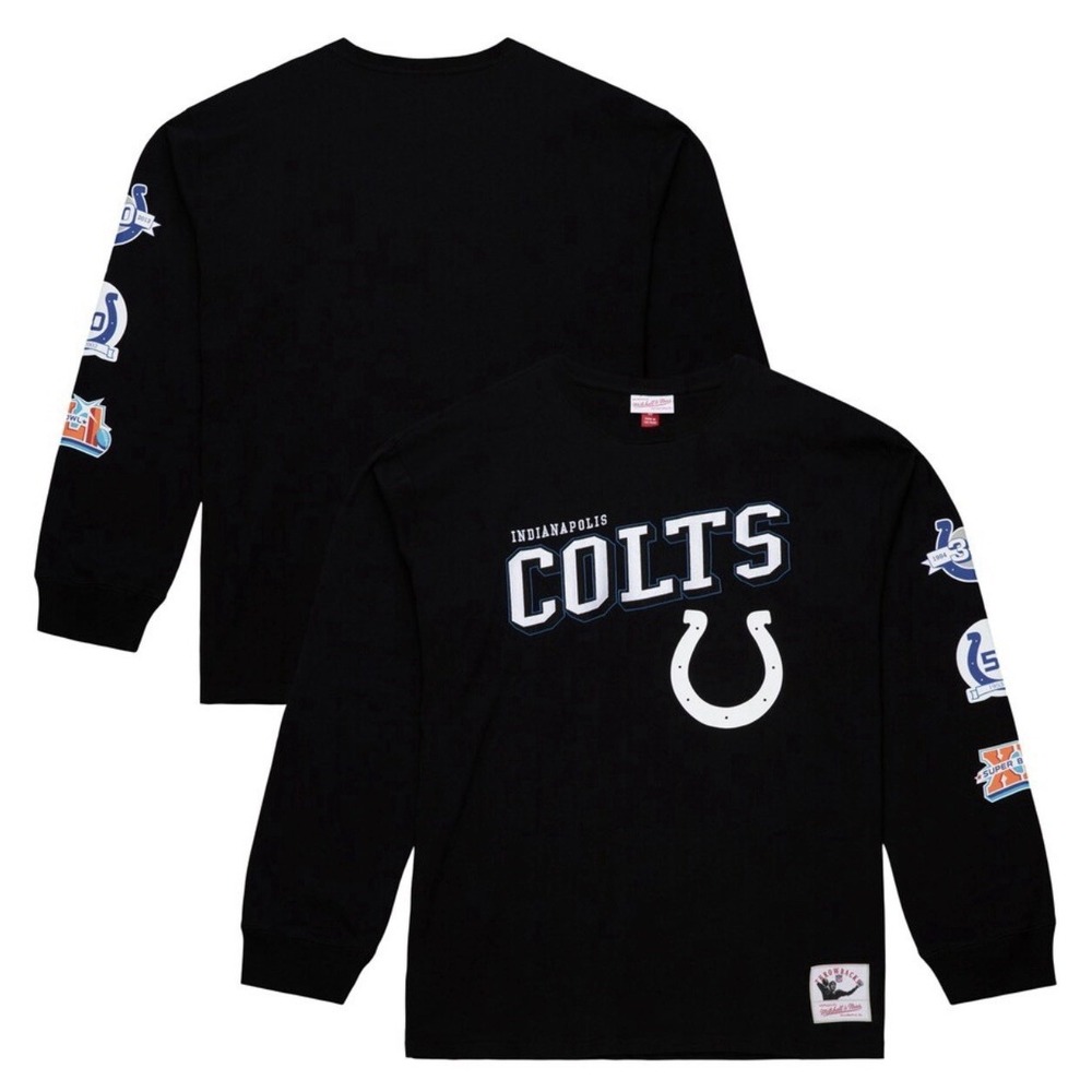 Indianapolis Colts Mitchell & Ness Black Vintage‎ Logos Long Sleeve Men's Medium